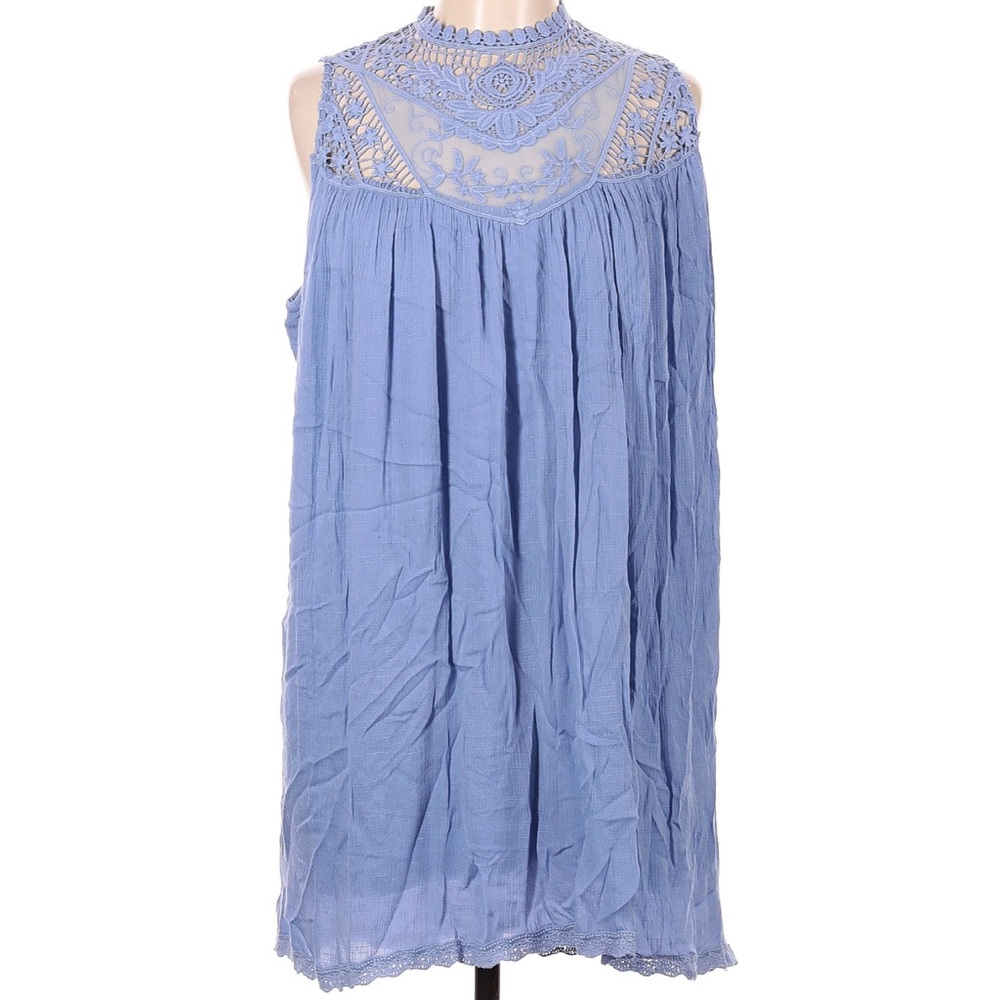 IJOAH  Blue Pleated Babydoll Mini Dress - Size M - NWT